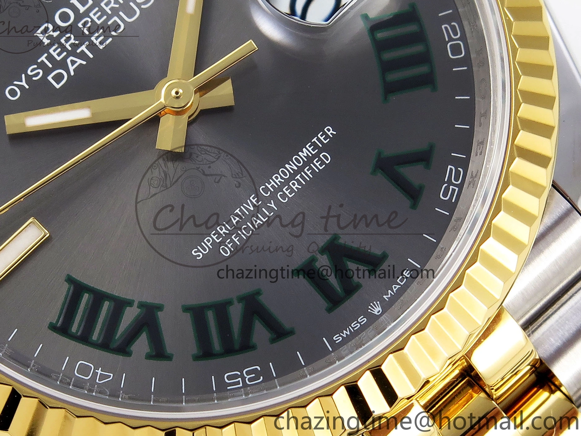 Bracelet Marker SS DateJust VSF VS3235 36 YG Roman 904L 126233 Edition 1:1 Steel Best Green Jubilee Gray on Dial 0211